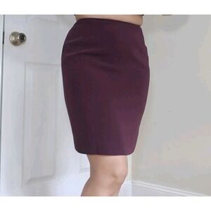 Sassco Size 2P Small Maroon Burgundy Mini‎ Lined Pencil Skirt Back Slit Zipper